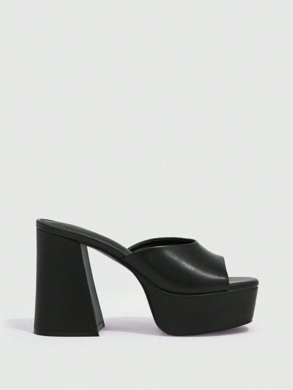 Black Sexy Women's Minimalist Platform Chunky Heeled Mule Sandals - Picture 6 of 10